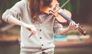 playing a guitar