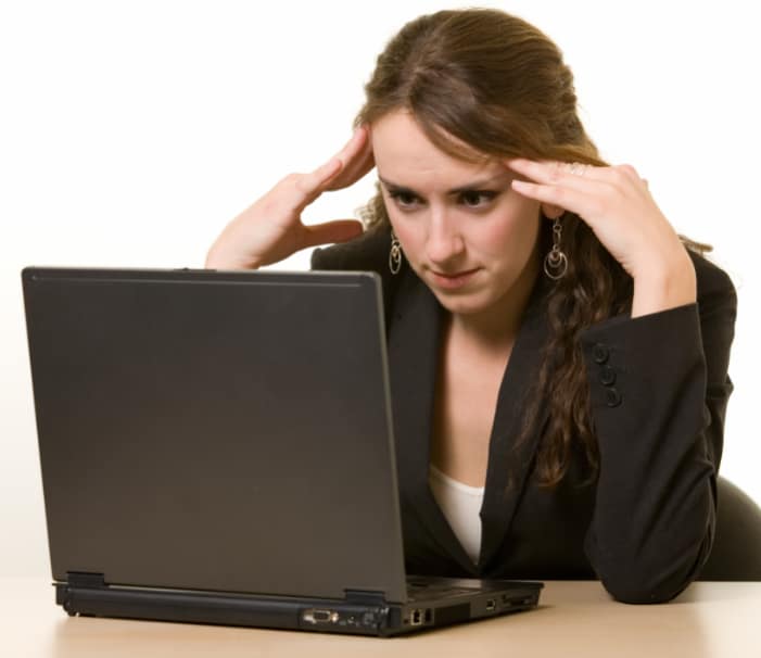 focusing on a laptop